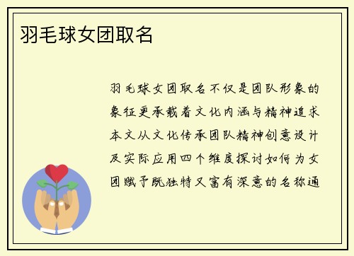 羽毛球女团取名